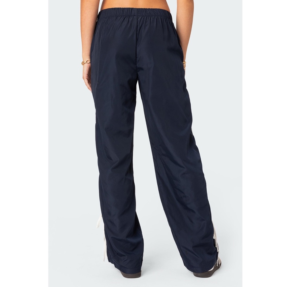 Edikted Navy Track Pants with White Stripes - Picture 2 of 9